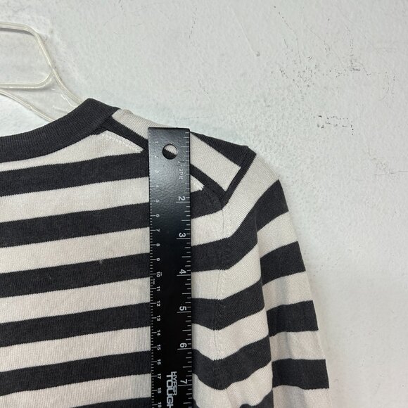 WORTH New York ladies silk knit Sweater large white black stripe capsule minimal - Picture 6 of 10
